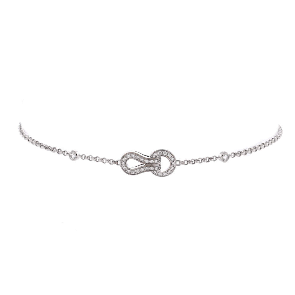 Cartier Agrafe Cable Chain Bracelet 18K White Gold with Diamonds